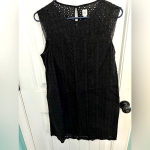 Gap black eyelet shift dress with pockets